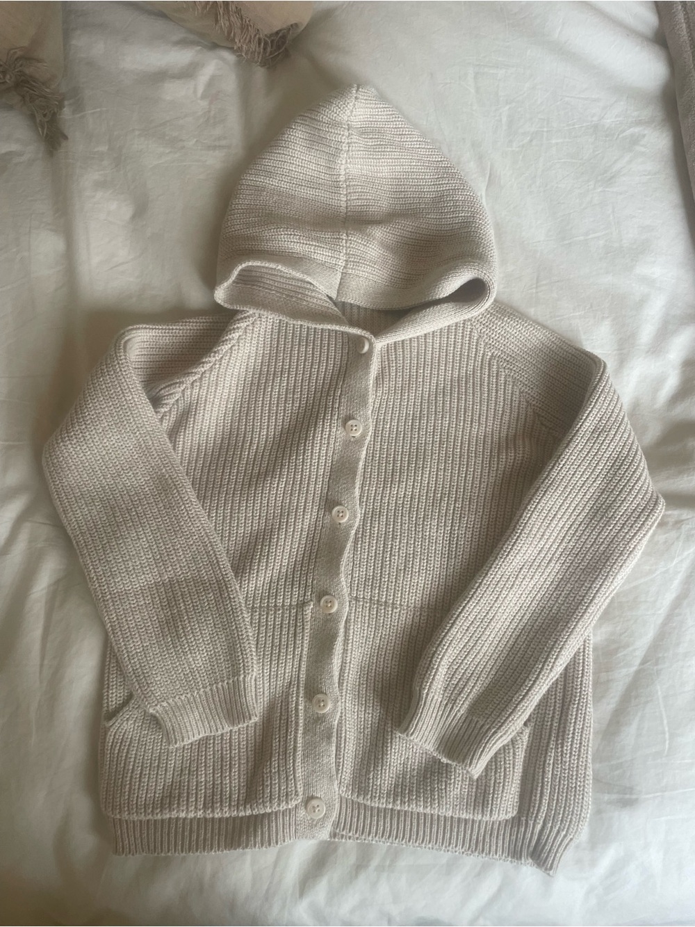 Jamie Kay Cream Hooded Button-Front Knit Cardigan